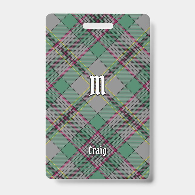 Clan Craig Tartan Abzeichen Ausweis (Vorderseite)