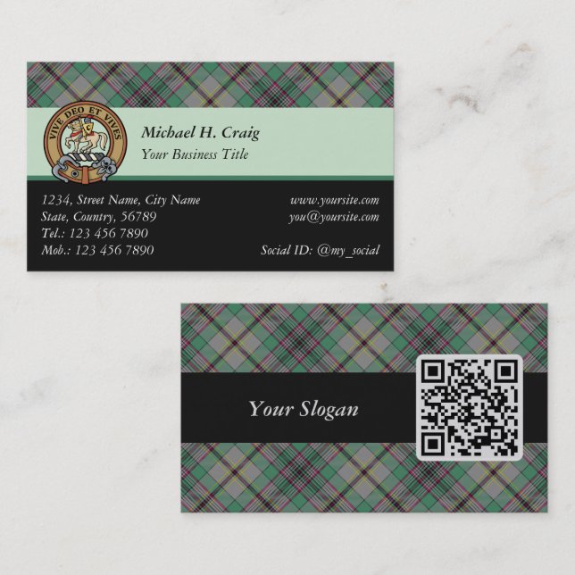 Clan Craig Tartan Business Card Visitenkarte (Vorne/Hinten)