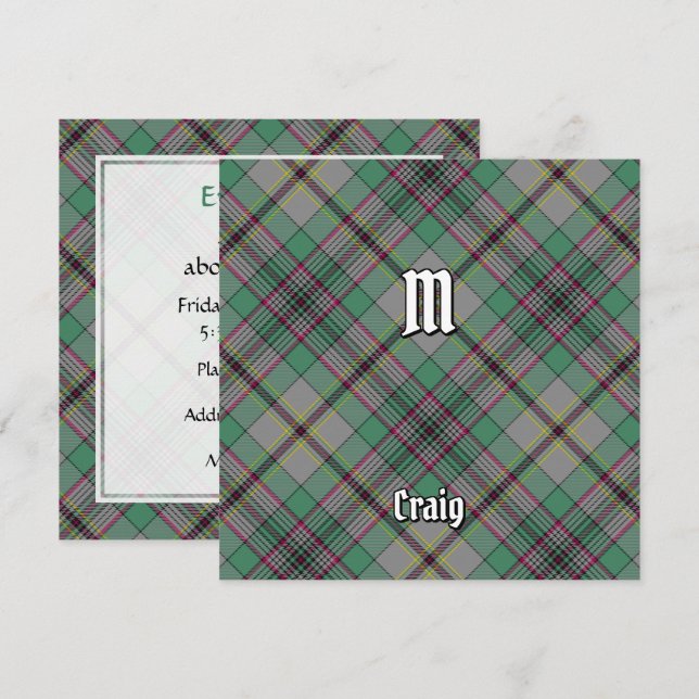 Clan Craig Tartan Einladung (Vorne/Hinten)