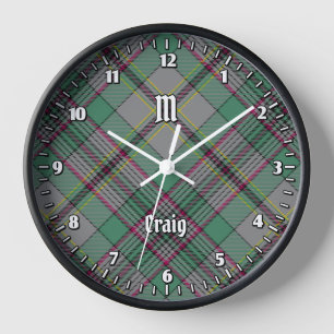 Clan Craig Tartan Large Clock Uhr