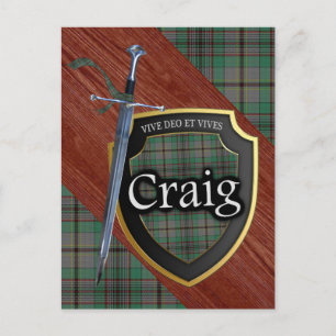 Clan Craig Tartan Sword & Shield Postkarte