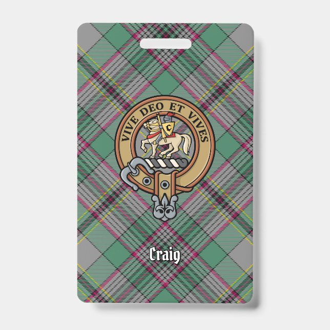 Clan Craig Wappen über Tartan Ausweis (Vorderseite)