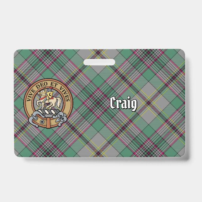 Clan Craig Wappen über Tartan Ausweis (Vorderseite)