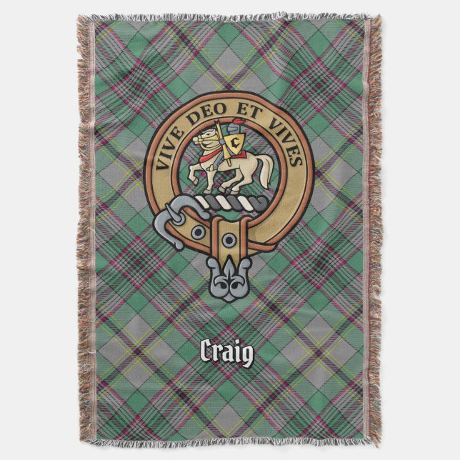 Clan Craig Wappen über Tartan Decke (Vorderseite Vertikal)