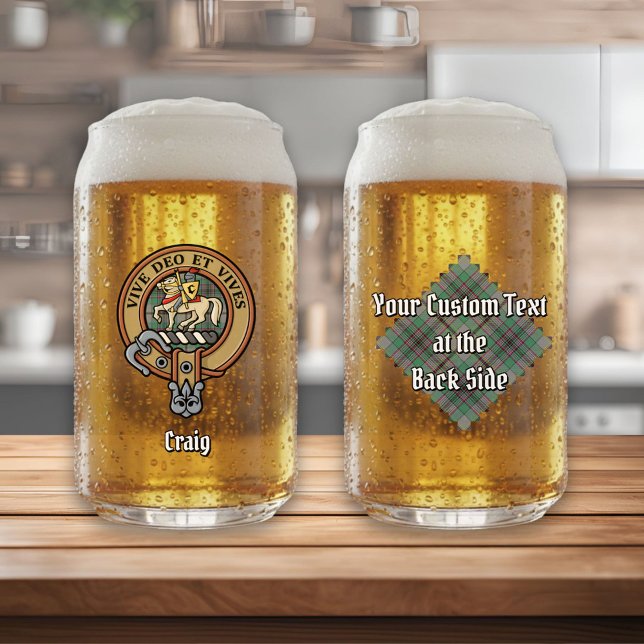 Clan Craig Wappen über Tartan Dosenglas (Von Creator hochgeladen)