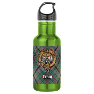 Clan Craig-Wappen über Tartan Edelstahlflasche