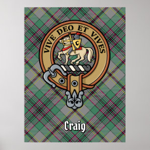 Clan Craig Wappen über Tartan Poster