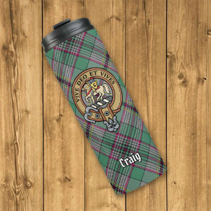 Clan Craig Wappen über Tartan Thermosbecher