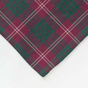 Clan Crawford Dunkelrot und Grün Tartan Fleecedecke