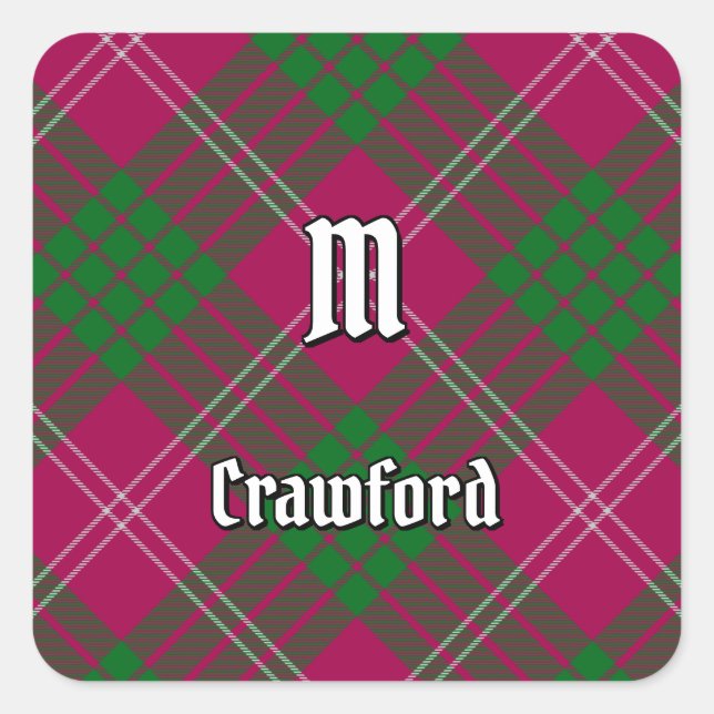 Clan Crawford Tartan Square Sticker (Vorderseite)