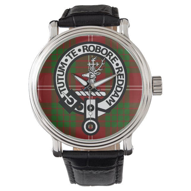 Clan Crawford Wappen Abzeichen und Tartan Watch Armbanduhr (Vorderseite)