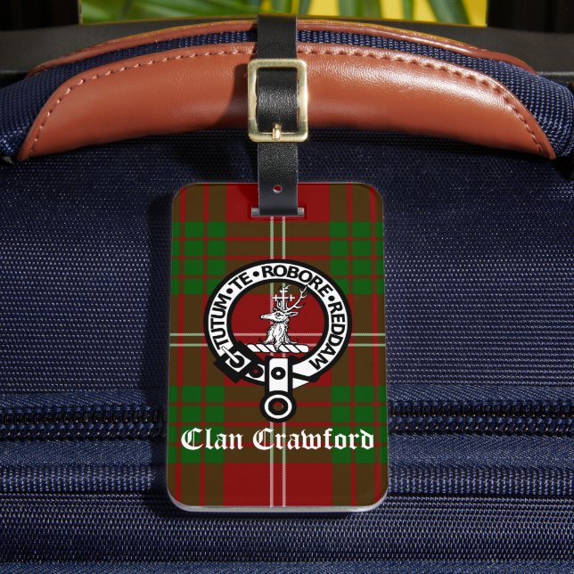 Clan Crawford Wappen Tartan Gepäckanhänger (Vorderseite Insitu 2)