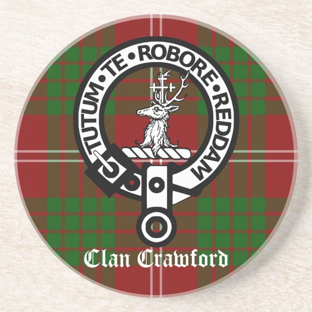 Clan Crawford Wappen Tartan Getränkeuntersetzer (Vorne)