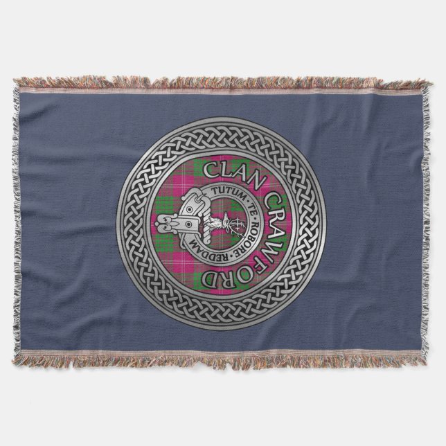 Clan Crawford Wappen & Tartan Knot Decke (Vorderseite)