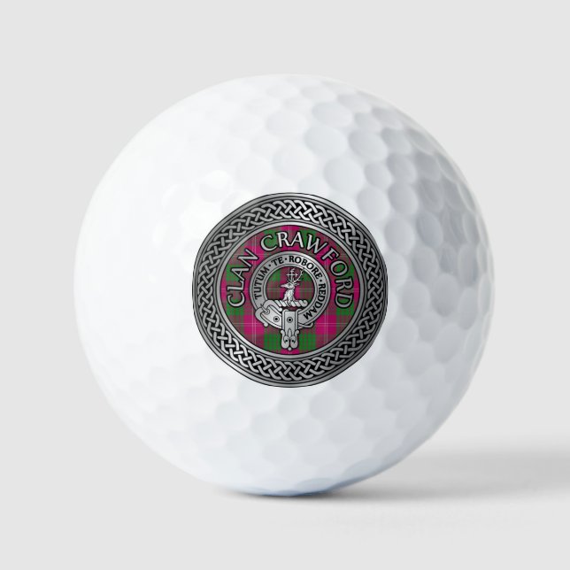 Clan Crawford Wappen & Tartan Knot Golfball (Vorderseite)