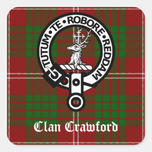 Clan Crawford Wappen Tartan Quadratischer Aufkleber