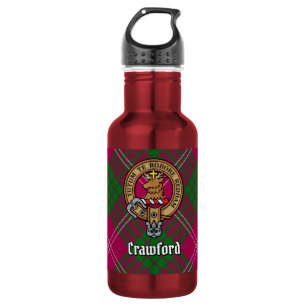 Clan Crawford-Wappen über Tartan Edelstahlflasche