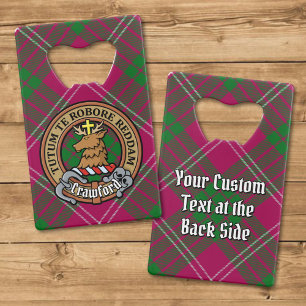Clan Crawford Wappen über Tartan Geldbeutel Flaschenöffner