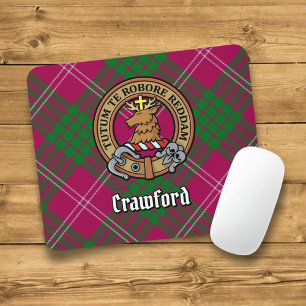 Clan Crawford Wappen über Tartan Mousepad