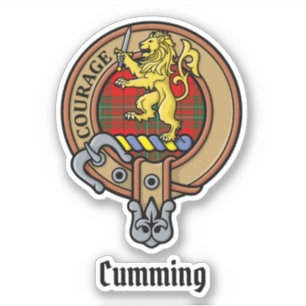 Clan Cumming Wappen über Tartan Aufkleber