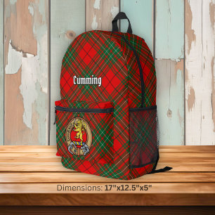 Clan Cumming-Wappen über Tartan Bedruckter Rucksack