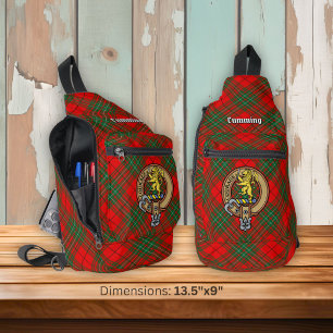 Clan Cumming-Wappen über Tartan Crossbody Bag