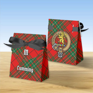 Clan Cumming Wappen über Tartan Geschenkschachtel