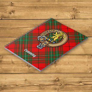 Clan Cumming Wappen über Tartan Notizblock