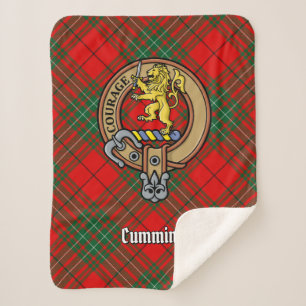 Clan Cumming Wappen über Tartan Sherpadecke