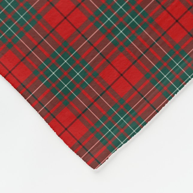 Clan Cummings Tartan Dark Green und Red Kariert Fleecedecke (Ecke)