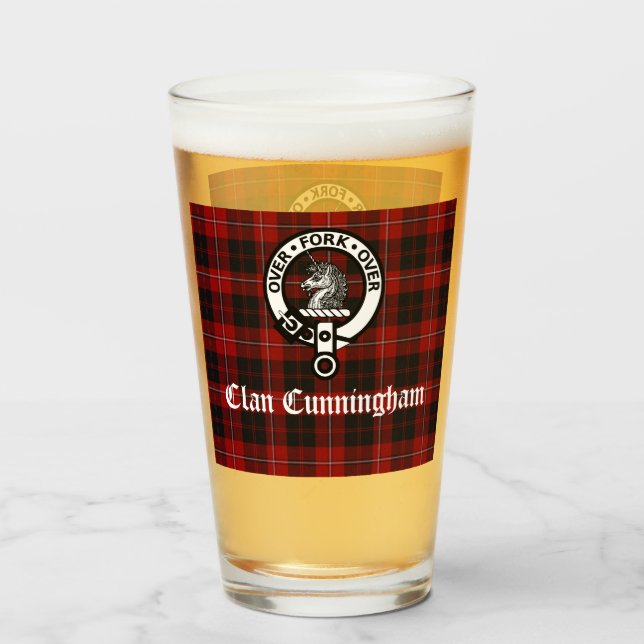 Clan Cunningham Abzeichen & Tartan Glas (Vorne (Gefüllt))