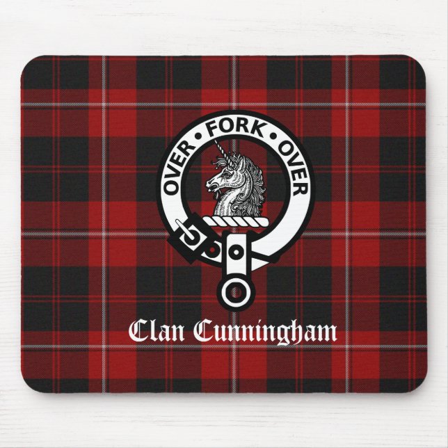 Clan Cunningham Abzeichen & Tartan Mousepad (Vorne)