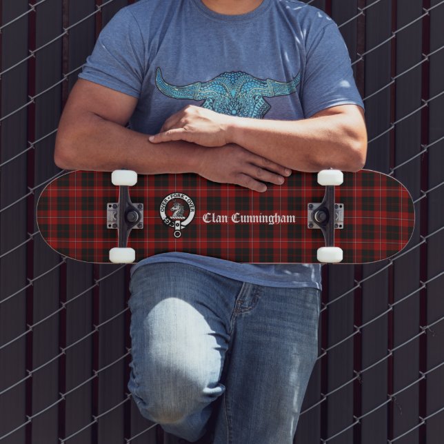 Clan Cunningham Abzeichen & Tartan Skateboard (Außenbereich 3)
