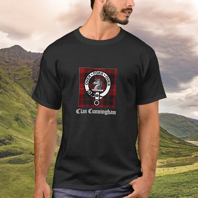 Clan Cunningham Abzeichen & Tartan T-Shirt (Von Creator hochgeladen)