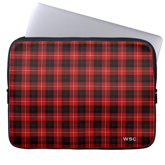 Clan Cunningham Tartan Red Kariert Monogram Laptopschutzhülle (Vorderseite)