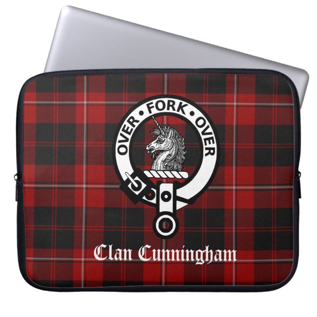Clan Cunningham Wappen Abzeichen & Tartan Laptopschutzhülle (Vorderseite)