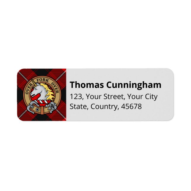 Clan Cunningham Wappen über Tartan (Vorne)