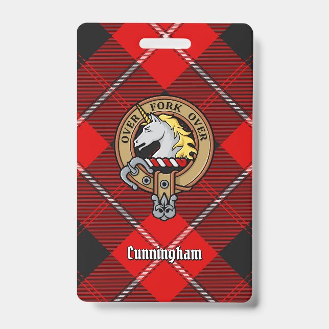 Clan Cunningham Wappen über Tartan Ausweis (Vorderseite)