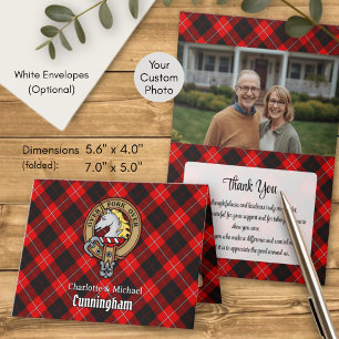 Clan Cunningham-Wappen über Tartan Einladung