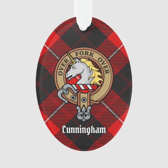 Clan Cunningham Wappen über Tartan Ornament (Vorderseite)