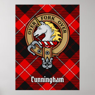 Clan Cunningham Wappen über Tartan Poster