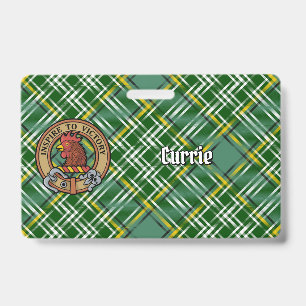 Clan Currie Hahn-Wappen über Tartan Ausweis