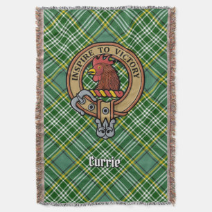 Clan Currie Hahn-Wappen über Tartan Decke