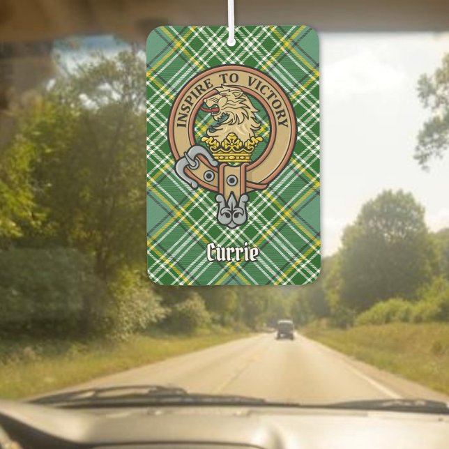 Clan Currie Lion Wappen über Tartan Autolufterfrischer (Von Creator hochgeladen)