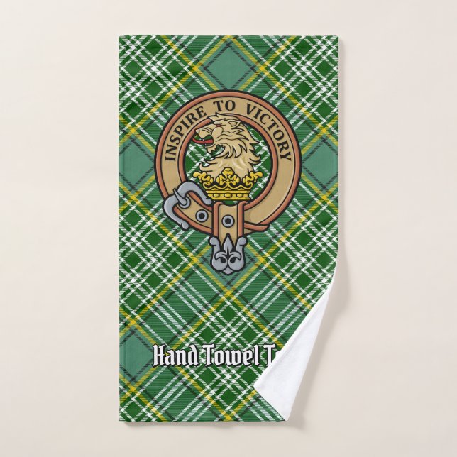 Clan Currie Lion Wappen über Tartan Badhandtuch Set (Handtuch)