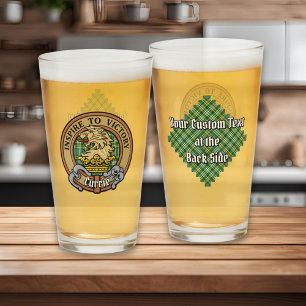 Clan Currie Lion Wappen über Tartan Glas