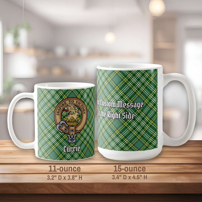 Clan Currie Lion Wappen über Tartan Kaffeetasse (Von Creator hochgeladen)