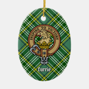Clan Currie Lion Wappen über Tartan Keramik Ornament