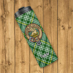 Clan Currie Lion Wappen über Tartan Thermosbecher