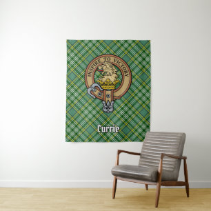 Clan Currie Lion Wappen über Tartan Wandteppich